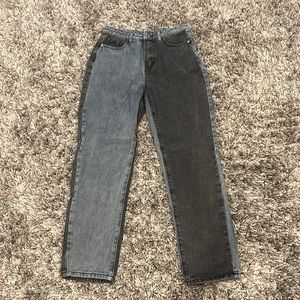 High rise two toned jeans